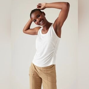 Athleta - Active Sleeveless Breezy Ruched Tank Top 798400 | Optic White | Small